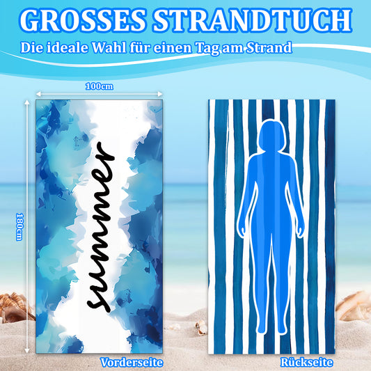 Microfibre Beach Towel - 180*100 cm Sand Free & Lightweight Beach Towels for Adults with Storage Bag(Summer)