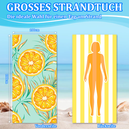 Microfibre Beach Towel - 180*100 cm Sand Free & Lightweight Beach Towels for Adults with Storage Bag(Orange)