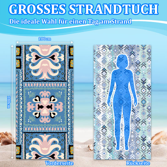 Microfibre Beach Towel - 180*100 cm Sand Free & Lightweight Beach Towels for Adults with Storage Bag(Bohemian)