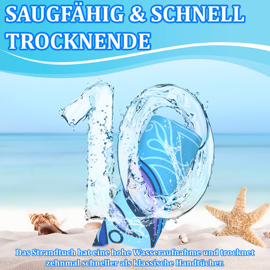 Microfibre Beach Towel - 180*100 cm Sand Free & Lightweight Beach Towels for Adults with Storage Bag(Deep Blue Turtle)