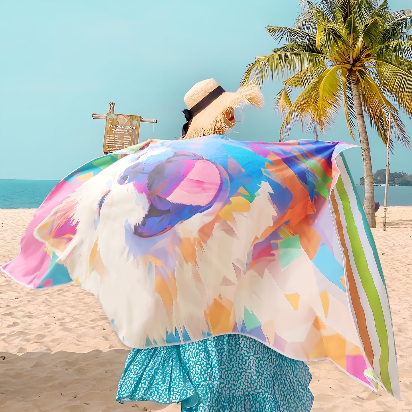 Microfibre Beach Towel - 180*100 cm Sand Free & Lightweight Beach Towels for Adults with Storage Bag(Dog)