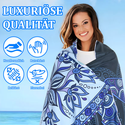 Microfibre Beach Towel - 180*100 cm Sand Free & Lightweight Beach Towels for Adults with Storage Bag(Deep Blue Turtle)
