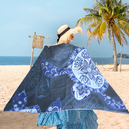 Microfibre Beach Towel - 180*100 cm Sand Free & Lightweight Beach Towels for Adults with Storage Bag(Deep Blue Turtle)