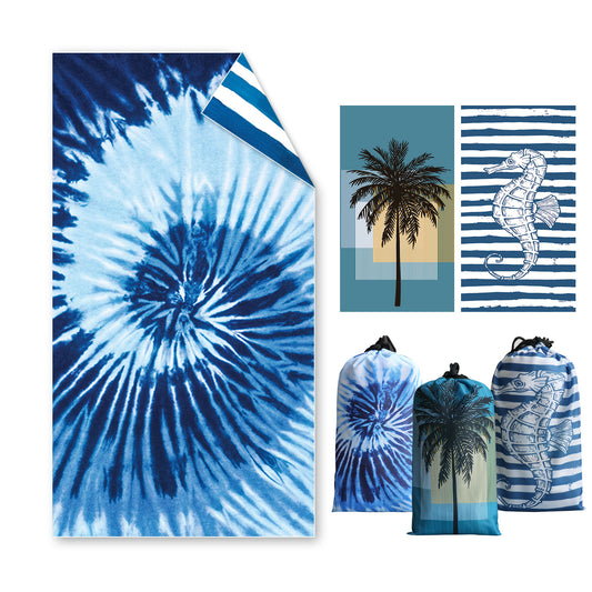 Large Beach Towel, 180 x 100 cm, Double-Sided Beach Towel Lightweight Microfibre Towels(Wirbel)