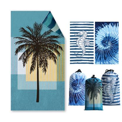 Large Beach Towel, 180 x 100 cm, Double-Sided Beach Towel Lightweight Microfibre Towels(Coconut Tree)