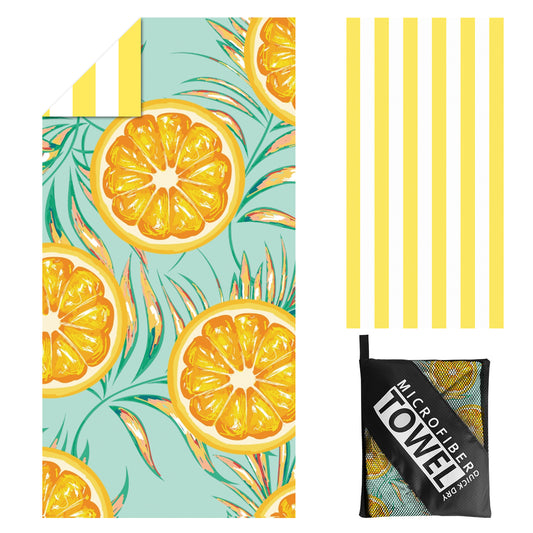 Microfibre Beach Towel - 180*100 cm Sand Free & Lightweight Beach Towels for Adults with Storage Bag(Orange)