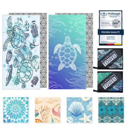 Beach Towels Oversized - 2 Pack 71"x 39" 250GSM Microfiber Beach Towels for Adults （Double Turtle）