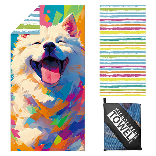 Microfibre Beach Towel - 180*100 cm Sand Free & Lightweight Beach Towels for Adults with Storage Bag(Dog)