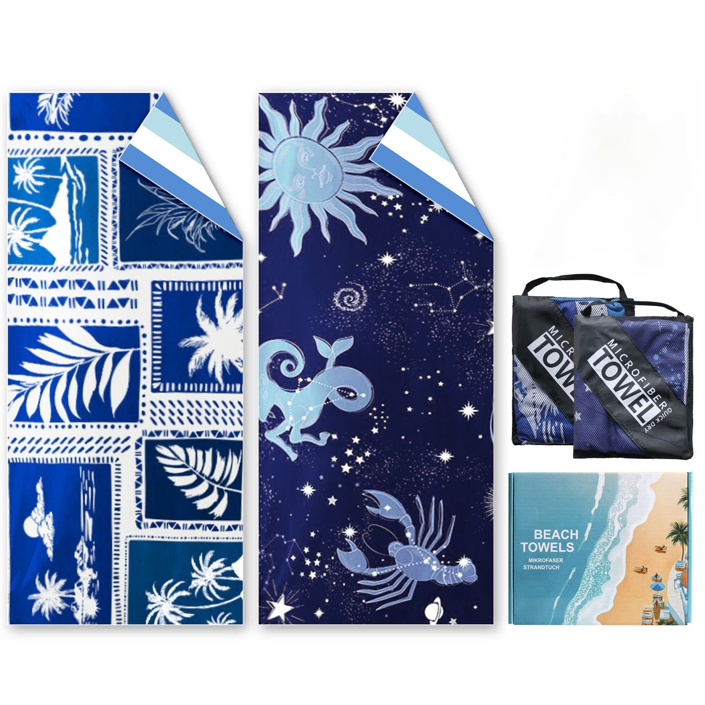 Beach Towels For Adults Extra Large - 2 Pack 200x90cm Lightweight Microfibre Beach Towel(Starry Sky)