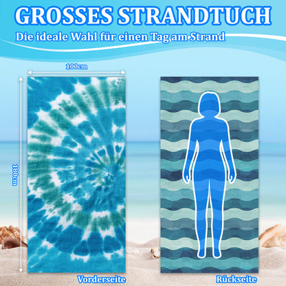 Microfibre Beach Towel - 180*100 cm Sand Free & Lightweight Beach Towels for Adults with Storage Bag(Eddy)