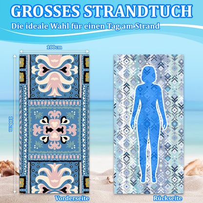 Microfibre Beach Towel - 180*100 cm Sand Free & Lightweight Beach Towels for Adults with Storage Bag(Bohemian)