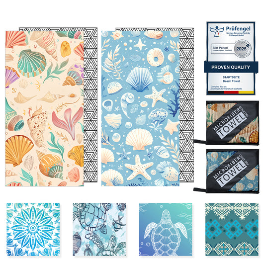 Beach Towels Oversized - 2 Pack 71"x 39" 250GSM Microfiber Beach Towels for Adults  (Blue and Pink Shell)