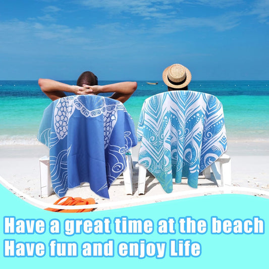 Beach Towels Oversized - 2 Pack 71"x 39" 250GSM Microfiber Beach Towels for Adults (Double Turtle)