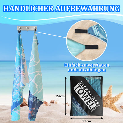 Microfibre Beach Towel - 180*100 cm Sand Free & Lightweight Beach Towels for Adults with Storage Bag(Turtles)