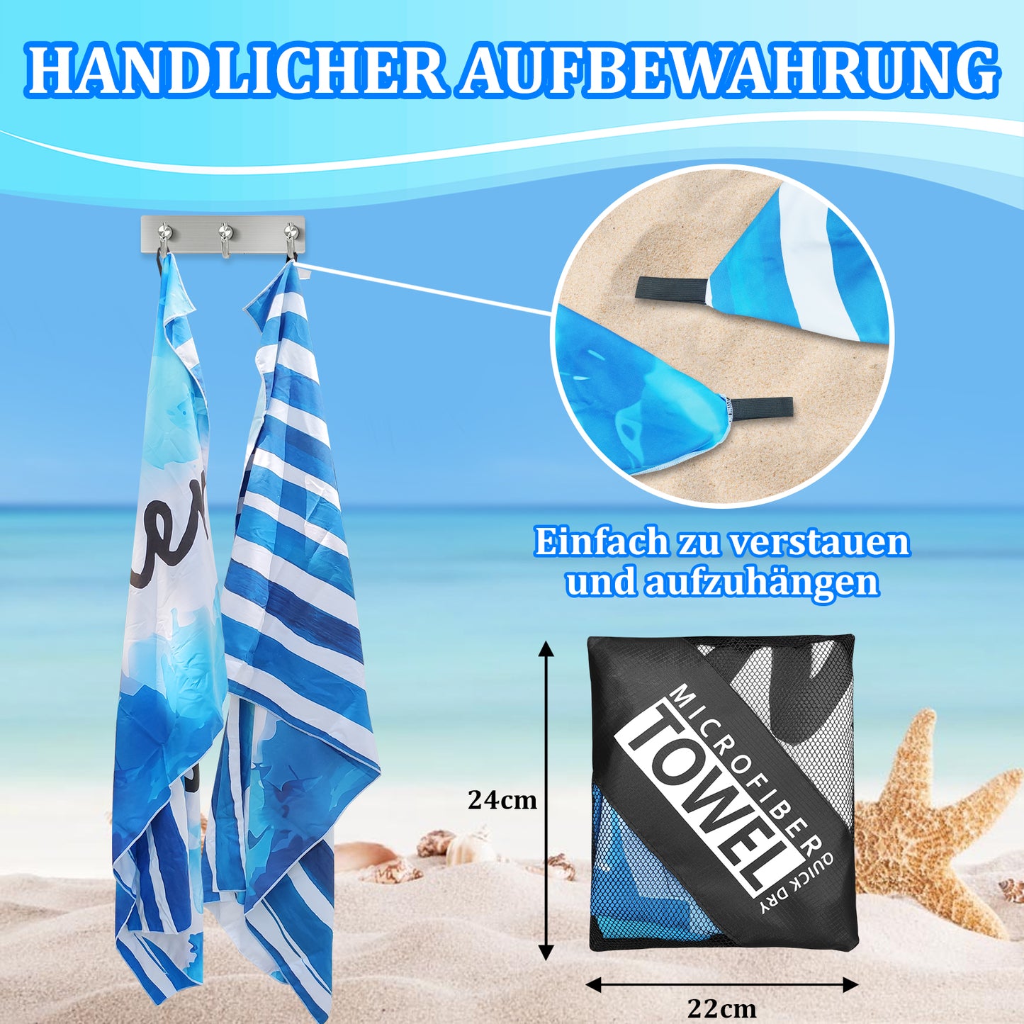 Microfibre Beach Towel - 180*100 cm Sand Free & Lightweight Beach Towels for Adults with Storage Bag(Summer)
