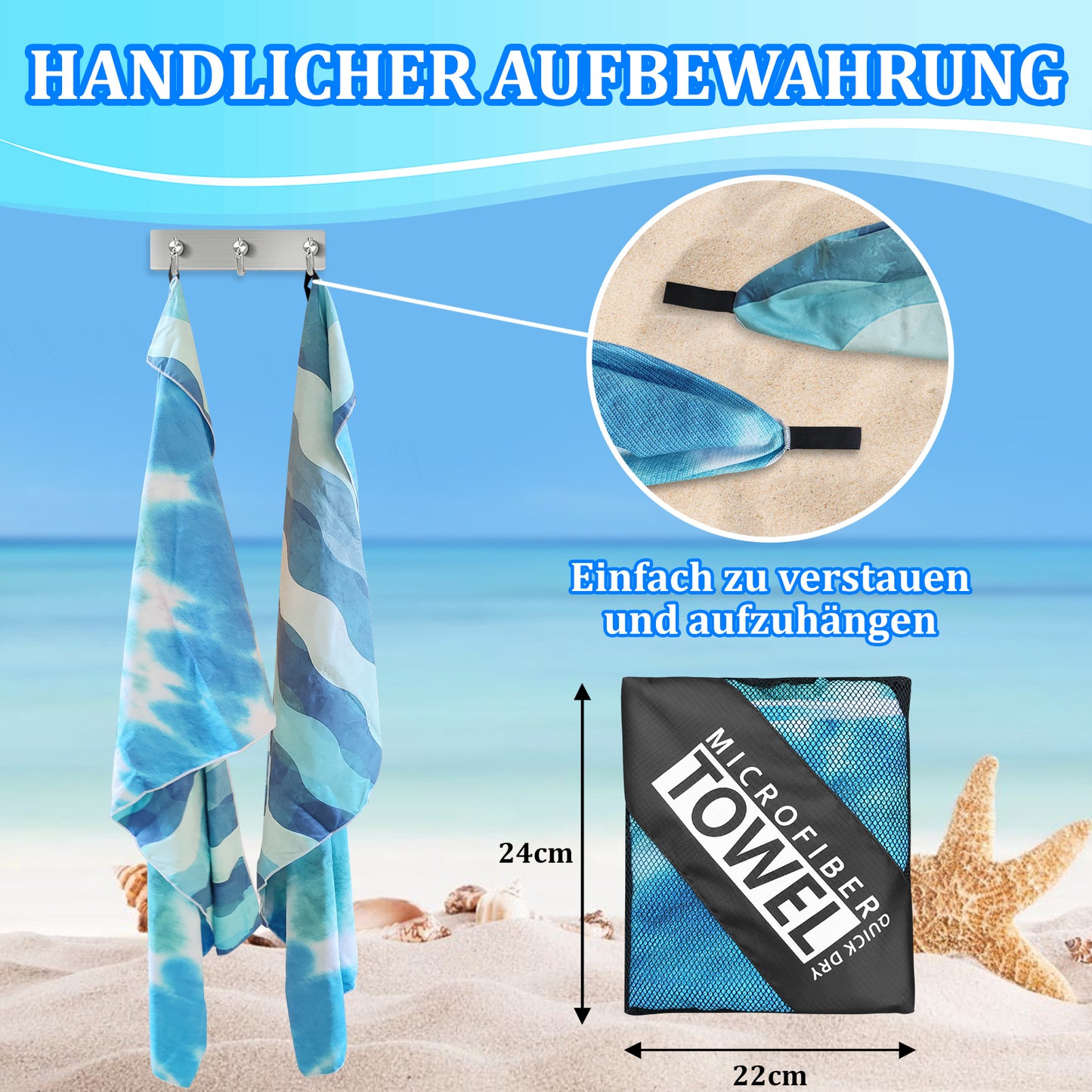 Microfibre Beach Towel - 180*100 cm Sand Free & Lightweight Beach Towels for Adults with Storage Bag(Eddy)