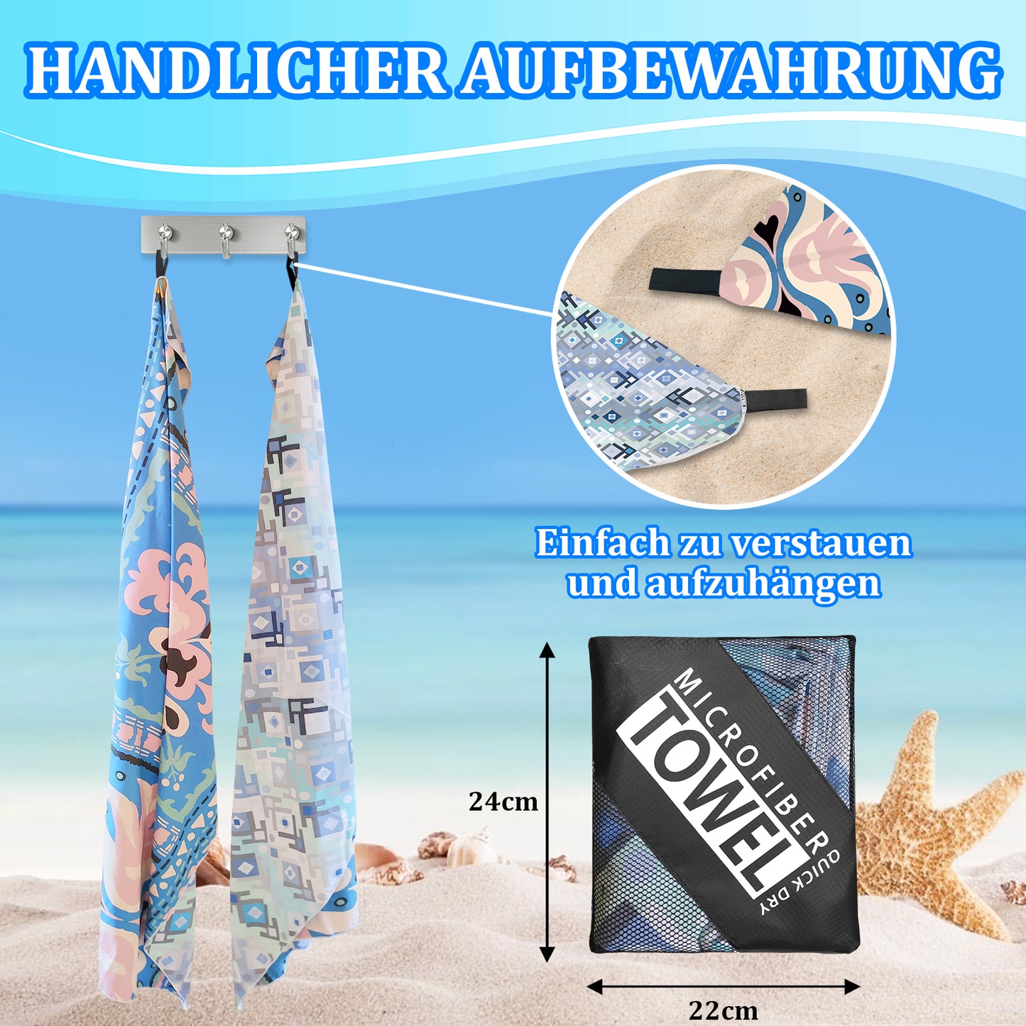 Microfibre Beach Towel - 180*100 cm Sand Free & Lightweight Beach Towels for Adults with Storage Bag(Bohemian)