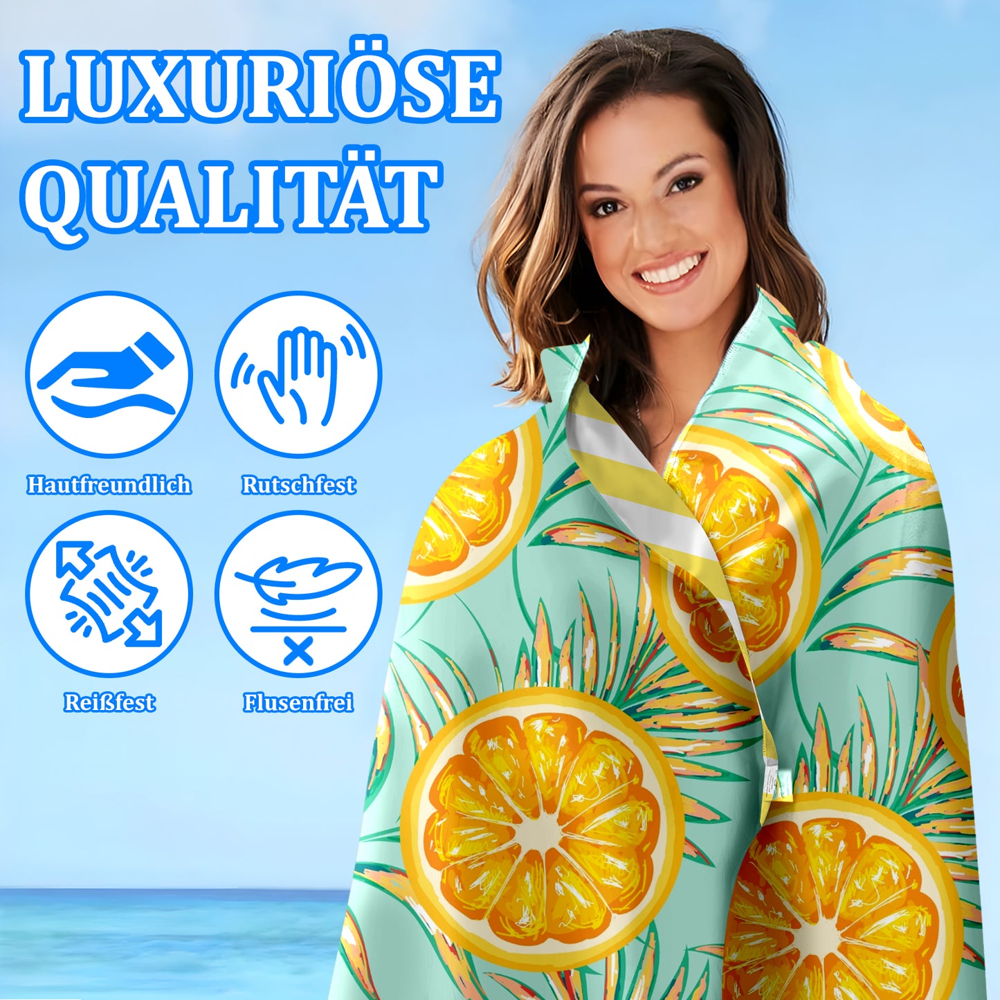 Microfibre Beach Towel - 180*100 cm Sand Free & Lightweight Beach Towels for Adults with Storage Bag(Orange)