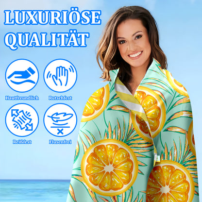 Microfibre Beach Towel - 180*100 cm Sand Free & Lightweight Beach Towels for Adults with Storage Bag(Orange)