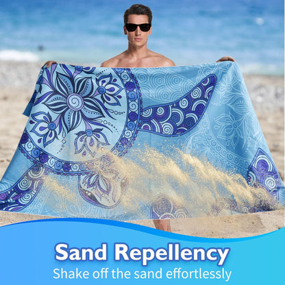 Beach Towels Oversized - 2 Pack 71"x 39" 250GSM Microfiber Beach Towels for Adults (Flower and Turtle)