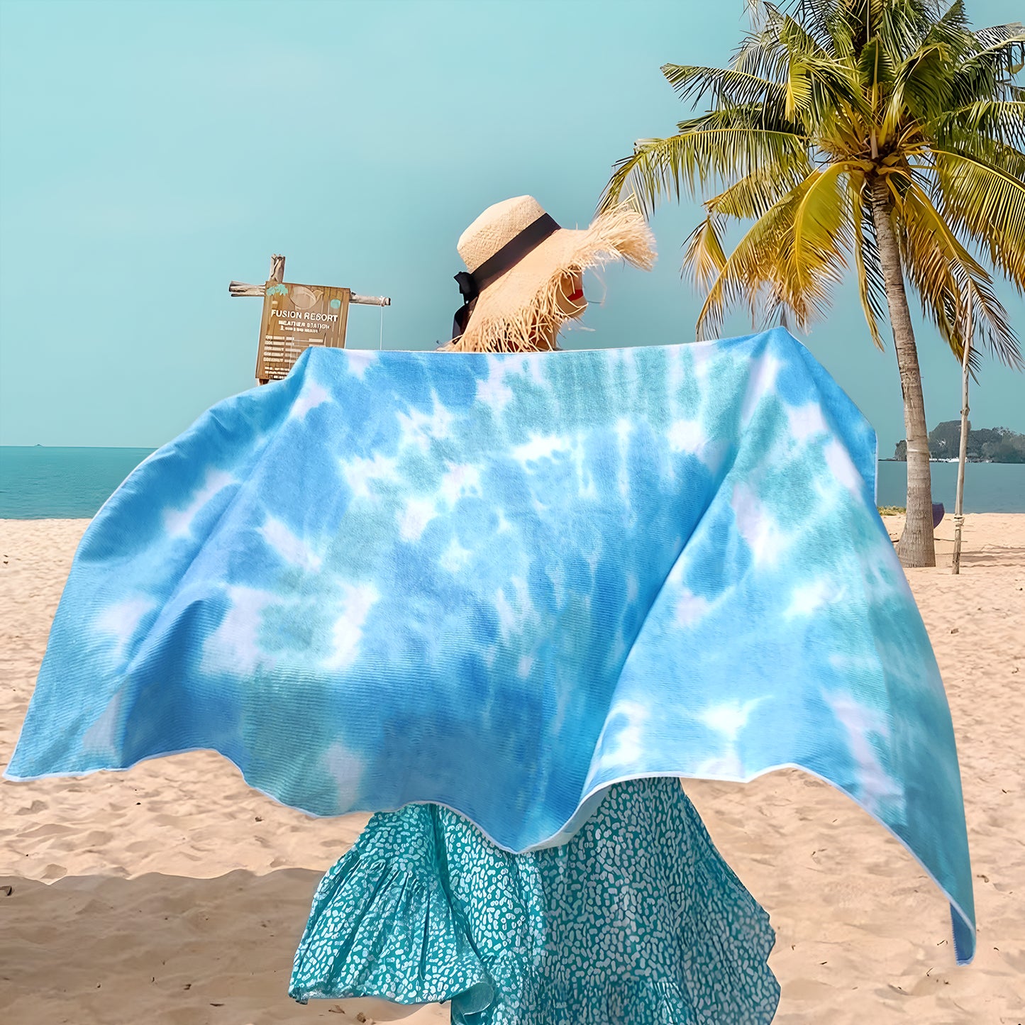 Microfibre Beach Towel - 180*100 cm Sand Free & Lightweight Beach Towels for Adults with Storage Bag(Eddy)