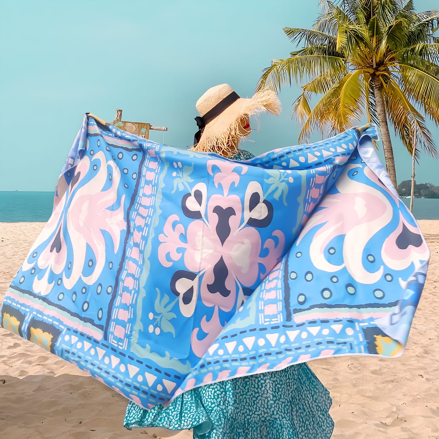 Microfibre Beach Towel - 180*100 cm Sand Free & Lightweight Beach Towels for Adults with Storage Bag(Bohemian)