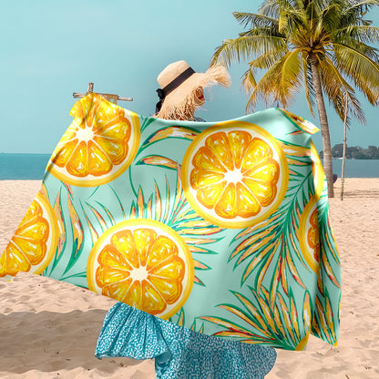 Microfibre Beach Towel - 180*100 cm Sand Free & Lightweight Beach Towels for Adults with Storage Bag(Orange)